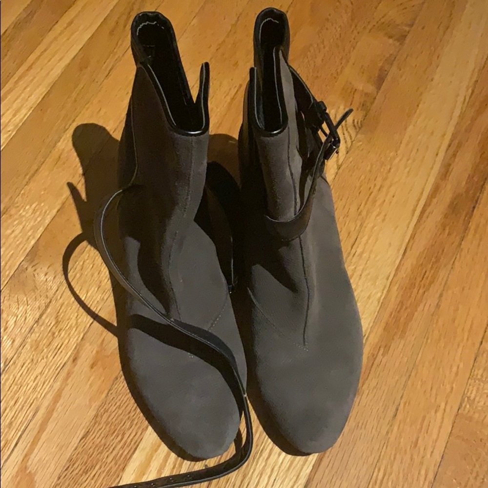 Grey wedge booties